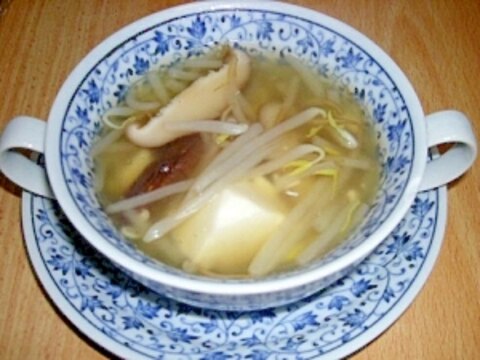 椎茸ともやしの中華風スープ